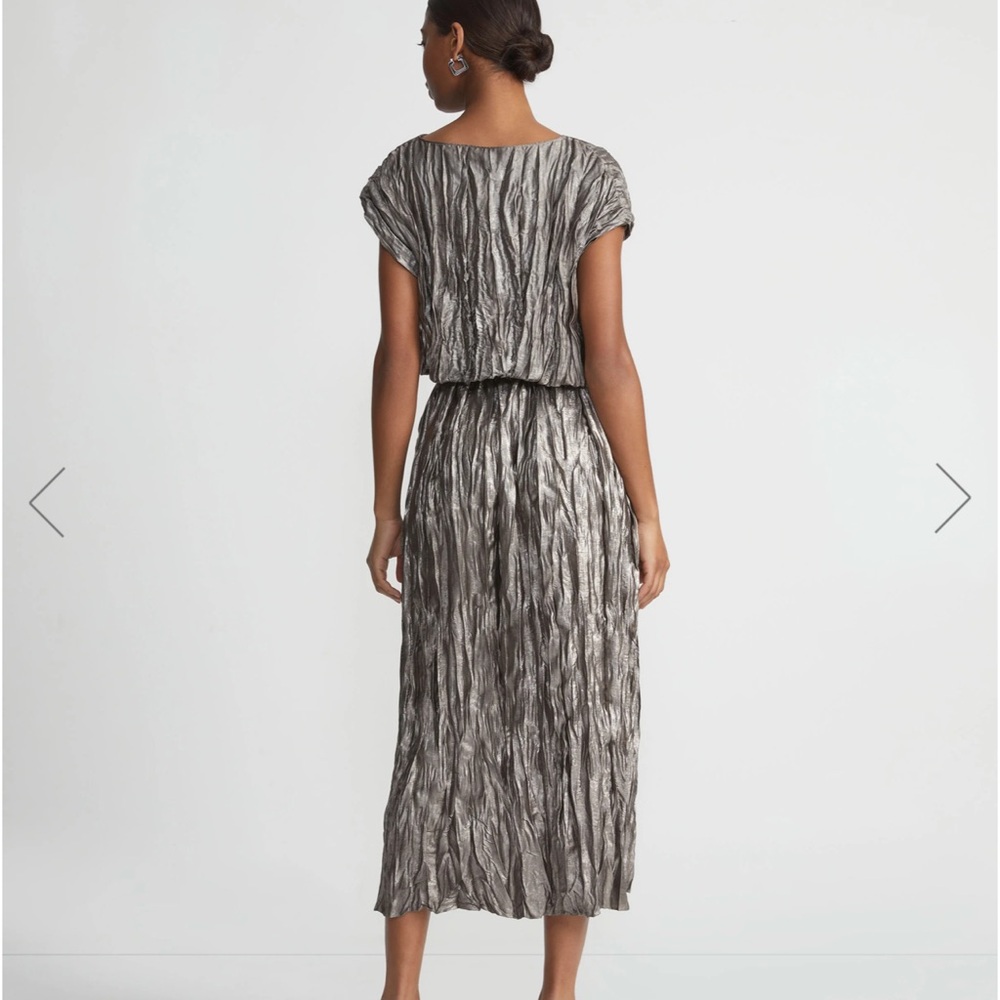 Lafayette 148 New York Silver and Black Pleated Maxi Dress - Picture 8 of 8